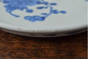 江戸期　古伊万里　四花文染付　六寸皿2枚セット(和食器、中皿)(R-052069)