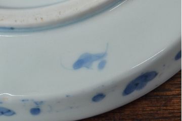 江戸期　古伊万里　四花文染付　六寸皿2枚セット(和食器、中皿)(R-052069)
