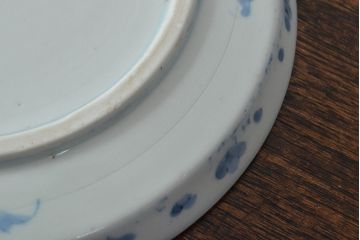 江戸期　古伊万里　四花文染付　六寸皿2枚セット(和食器、中皿)(R-052069)