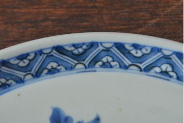 江戸期　古伊万里　四花文染付　六寸皿2枚セット(和食器、中皿)(R-052070)