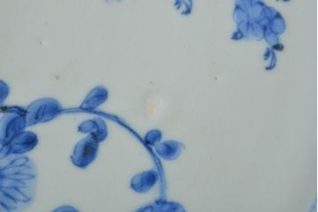 江戸期　古伊万里　四花文染付　六寸皿2枚セット(和食器、中皿)(R-052070)