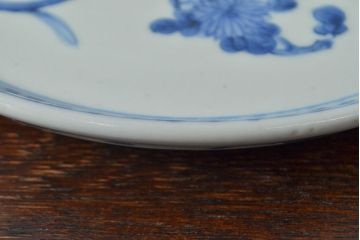 江戸期　古伊万里　四花文染付　六寸皿2枚セット(和食器、中皿)(R-052070)