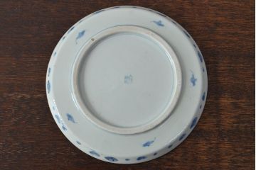 江戸期　古伊万里　四花文染付　六寸皿2枚セット(和食器、中皿)(R-052070)
