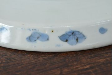 江戸期　古伊万里　四花文染付　六寸皿2枚セット(和食器、中皿)(R-052070)