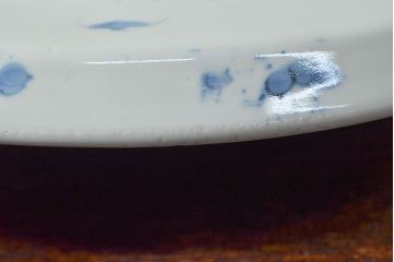 江戸期　古伊万里　四花文染付　六寸皿2枚セット(和食器、中皿)(R-052071)