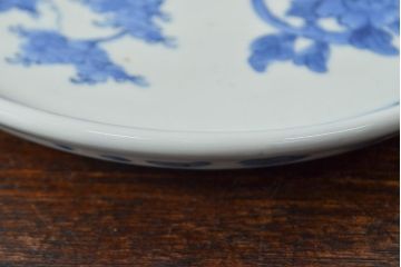 江戸期　古伊万里　四花文染付　六寸皿2枚セット(和食器、中皿)(R-052071)