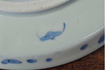 江戸期　古伊万里　四花文染付　六寸皿2枚セット(和食器、中皿)(R-052071)