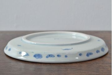 江戸期　古伊万里　四花文染付　六寸皿2枚セット(和食器、中皿)(R-052071)