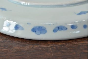 江戸期　古伊万里　四花文染付　六寸皿2枚セット(和食器、中皿)(R-052071)
