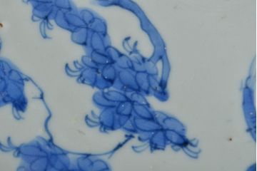 江戸期　古伊万里　四花文染付　六寸皿2枚セット(和食器、中皿)(R-052072)