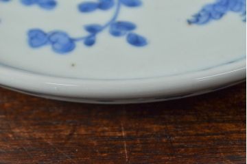 江戸期　古伊万里　四花文染付　六寸皿2枚セット(和食器、中皿)(R-052072)