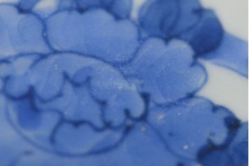 江戸期　古伊万里　四花文染付　六寸皿2枚セット(和食器、中皿)(R-052072)