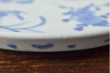 江戸期　古伊万里　四花文染付　六寸皿2枚セット(和食器、中皿)(R-052072)