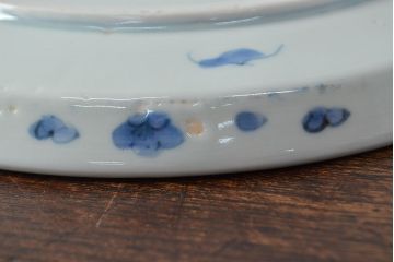 江戸期　古伊万里　四花文染付　六寸皿2枚セット(和食器、中皿)(R-052073)