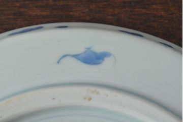 江戸期　古伊万里　四花文染付　六寸皿2枚セット(和食器、中皿)(R-052073)