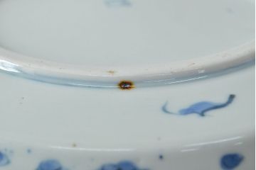 江戸期　古伊万里　四花文染付　六寸皿2枚セット(和食器、中皿)(R-052073)
