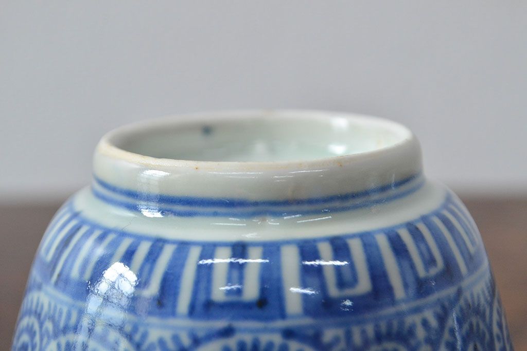 幕末〜明治　伊万里焼　蛸唐草文染付　蕎麦猪口3個セット(和食器)(R-052074)