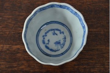 幕末〜明治　伊万里焼　蛸唐草文染付　蕎麦猪口3個セット(和食器)(R-052075)