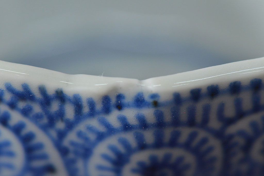 幕末〜明治　伊万里焼　蛸唐草文染付　蕎麦猪口3個セット(和食器)(R-052075)