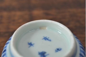 幕末〜明治　伊万里焼　蛸唐草文染付　蕎麦猪口3個セット(和食器)(R-052075)