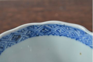 幕末〜明治　伊万里焼　蛸唐草文染付　蕎麦猪口3個セット(和食器)(R-052076)