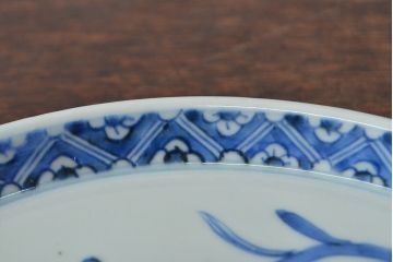 江戸期　古伊万里　四花文染付　六寸皿2枚セット(和食器、中皿)(R-052077)