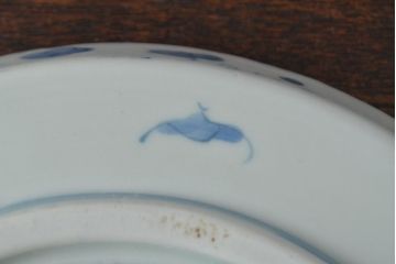 江戸期　古伊万里　四花文染付　六寸皿2枚セット(和食器、中皿)(R-052077)