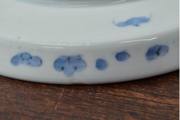 江戸期　古伊万里　四花文染付　六寸皿2枚セット(和食器、中皿)(R-052077)