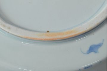 江戸期　古伊万里　四花文染付　六寸皿2枚セット(和食器、中皿)(R-052077)
