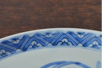 江戸期　古伊万里　四花文染付　六寸皿2枚セット(和食器、中皿)(R-052078)