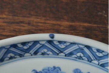 江戸期　古伊万里　四花文染付　六寸皿2枚セット(和食器、中皿)(R-052078)