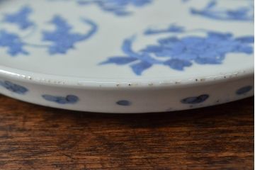 江戸期　古伊万里　四花文染付　六寸皿2枚セット(和食器、中皿)(R-052079)