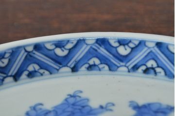 江戸期　古伊万里　四花文染付　六寸皿2枚セット(和食器、中皿)(R-052079)