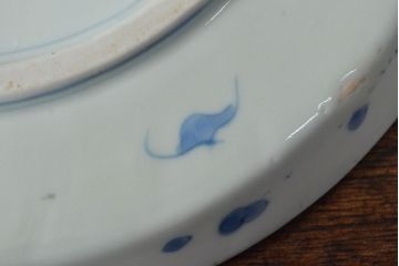 江戸期　古伊万里　四花文染付　六寸皿2枚セット(和食器、中皿)(R-052079)