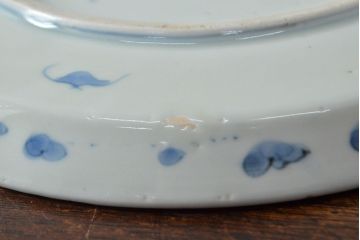 江戸期　古伊万里　四花文染付　六寸皿2枚セット(和食器、中皿)(R-052079)