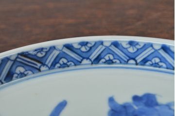江戸期　古伊万里　四花文染付　六寸皿2枚セット(和食器、中皿)(R-052080)