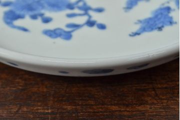 江戸期　古伊万里　四花文染付　六寸皿2枚セット(和食器、中皿)(R-052080)
