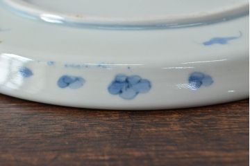江戸期　古伊万里　四花文染付　六寸皿2枚セット(和食器、中皿)(R-052080)