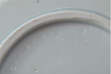 江戸期　古伊万里　四花文染付　六寸皿2枚セット(和食器、中皿)(R-052080)