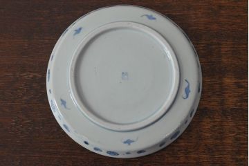江戸期　古伊万里　四花文染付　六寸皿2枚セット(和食器、中皿)(R-052081)