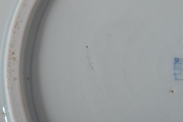 江戸期　古伊万里　四花文染付　六寸皿2枚セット(和食器、中皿)(R-052081)