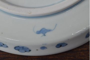 江戸期　古伊万里　四花文染付　六寸皿2枚セット(和食器、中皿)(R-052081)