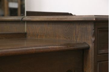 中古　美品　永田良介商店　扉の幾何学模様と脚の挽き物加工が目を惹くドレッサー(鏡台、ミラー)(R-052085)