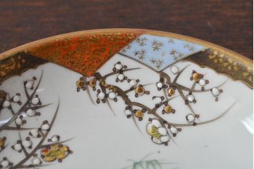 明治〜大正　九谷焼　花鳥図　色絵　小皿6枚セット(和食器)(R-052091)