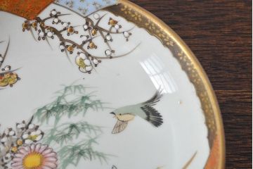明治〜大正　九谷焼　花鳥図　色絵　小皿6枚セット(和食器)(R-052091)