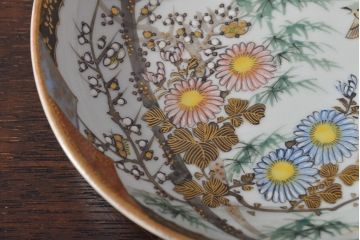 明治〜大正　九谷焼　花鳥図　色絵　小皿6枚セット(和食器)(R-052092)