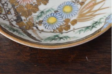 明治〜大正　九谷焼　花鳥図　色絵　小皿6枚セット(和食器)(R-052092)