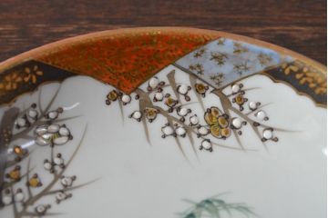 明治〜大正　九谷焼　花鳥図　色絵　小皿6枚セット(和食器)(R-052092)