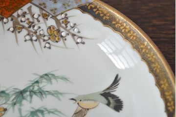 明治〜大正　九谷焼　花鳥図　色絵　小皿6枚セット(和食器)(R-052092)