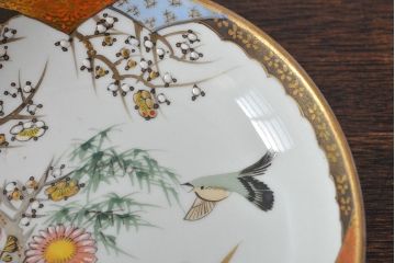 明治〜大正　九谷焼　花鳥図　色絵　小皿6枚セット(和食器)(R-052093)